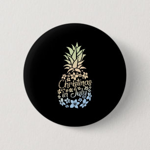 Weihnachten im Juli Farbiger Ananas Strand Sommer  Button