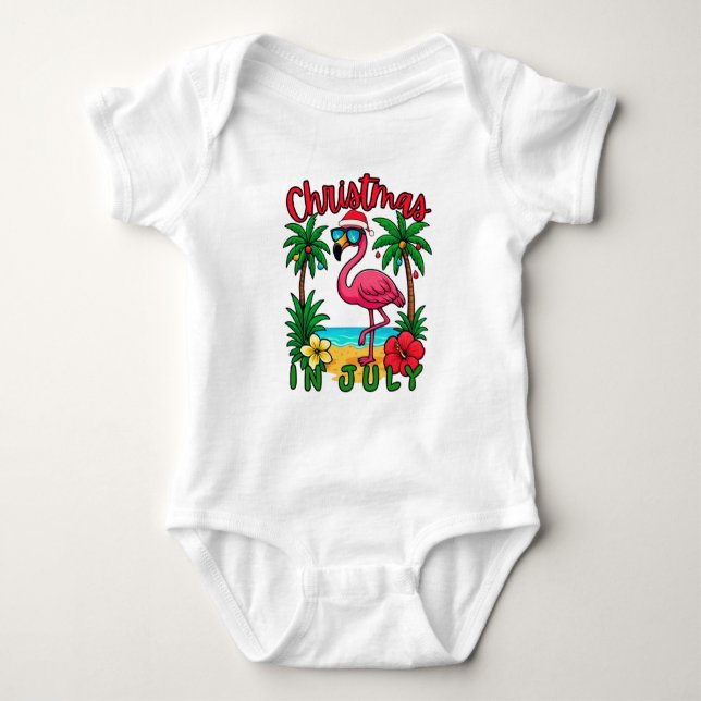 Weihnachten im Juli Flamingo Baby Strampler (Vorderseite)