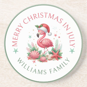 Weihnachten im Juli Flamingo Getränkeuntersetzer