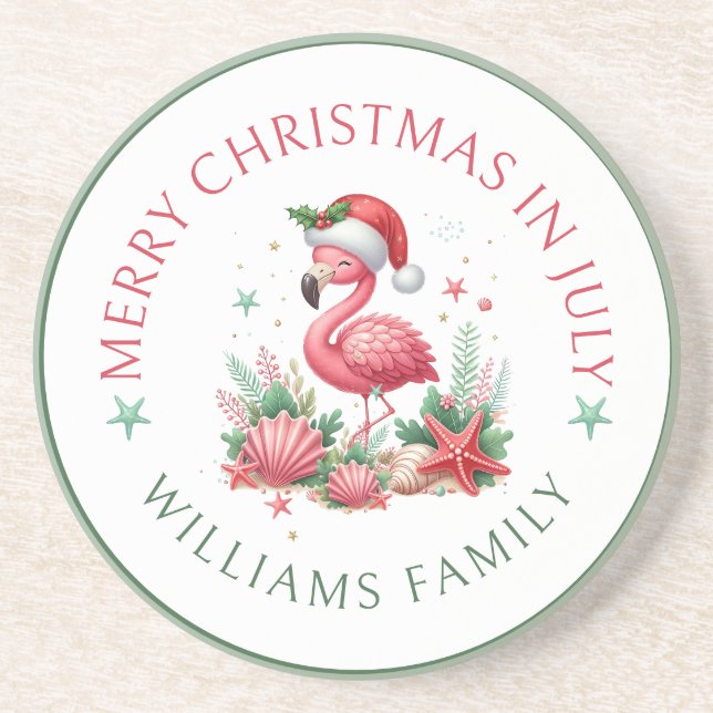 Weihnachten im Juli Flamingo Getränkeuntersetzer (Vorne)