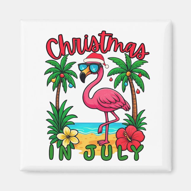 Weihnachten im Juli Flamingo Magnet (Vorne)