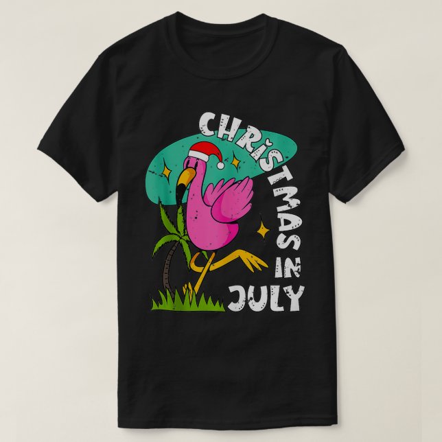Weihnachten im Juli Flamingo Niedlich Beach Sommer T-Shirt (Design vorne)