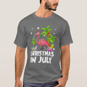 Weihnachten im Juli Flamingo Palm Tree Beach Somme T-Shirt