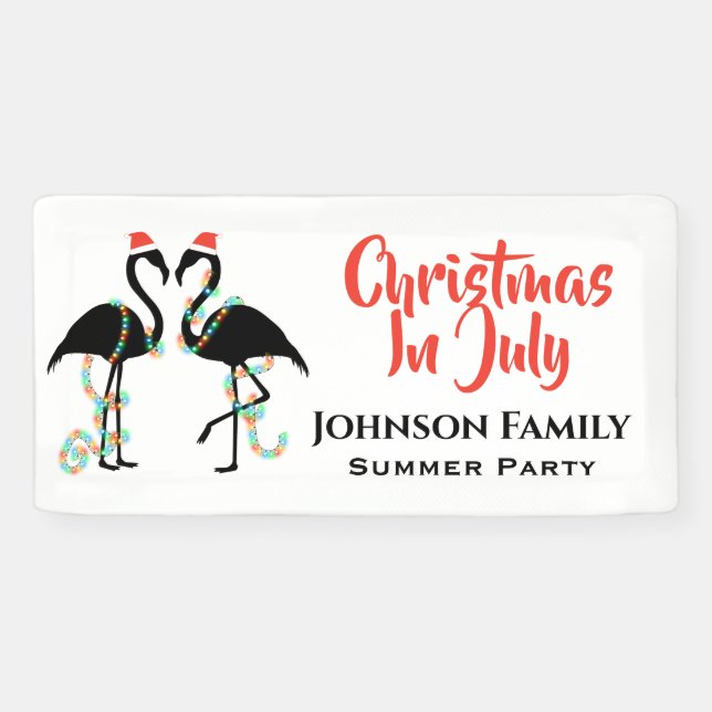 Weihnachten im Juli Flamingo Sommer Party Banner (Horizontal)