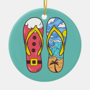 Weihnachten im Juli Flip Flops Funny Beach Sommer Keramik Ornament