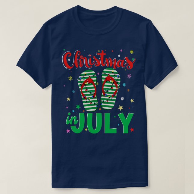 Weihnachten im Juli Flip Flops Funny Beach Sommer T-Shirt (Design vorne)