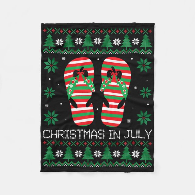 Weihnachten Im Juli Flip Flops Hässlicher Pullover Fleecedecke (Vorderseite)