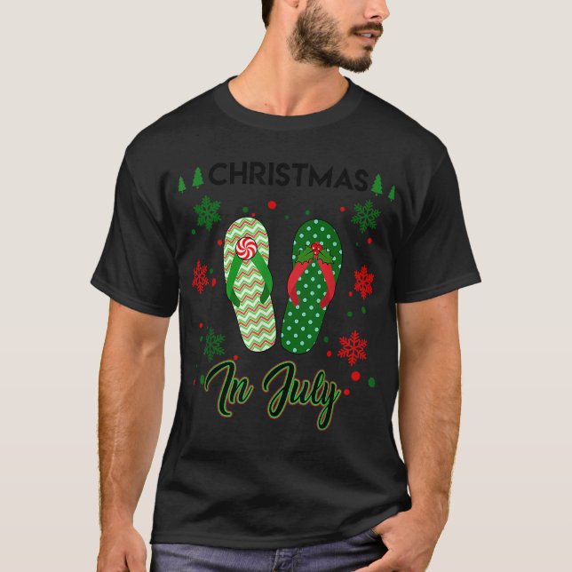 Weihnachten im Juli Flip Flops Sommerferien Strand T-Shirt (Vorderseite)