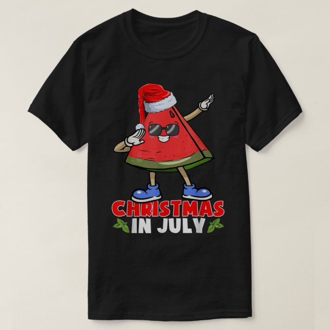 Weihnachten im Juli Funny Dabbing Wassermelone Wei T-Shirt (Design vorne)
