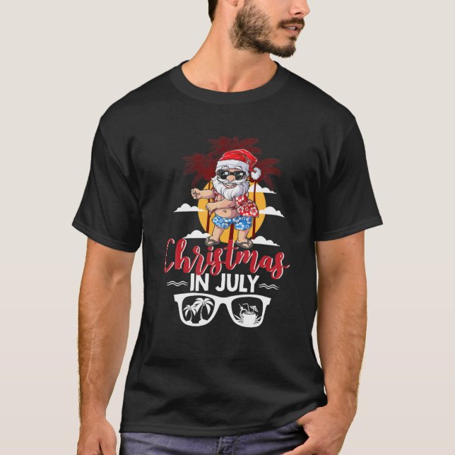 Weihnachten im Juli Funny Santa Beach Sommerurlaub T-Shirt (Vorderseite)