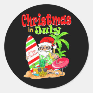 Weihnachten im Juli Funny Santa Summer Beach Runder Aufkleber
