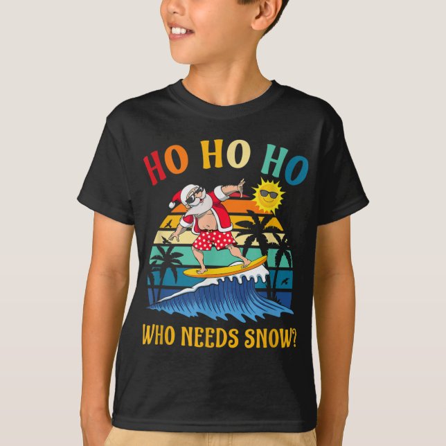 Weihnachten im Juli Funny Santa Surfing Sommer Str T-Shirt (Vorderseite)