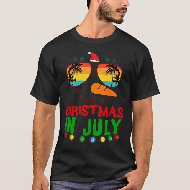 Weihnachten im Juli Funny Snowman Beach Summer Haw T-Shirt (Vorderseite)