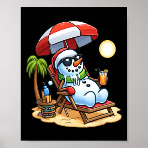 Weihnachten im Juli Funny Snowman Summer Fun Beach Poster