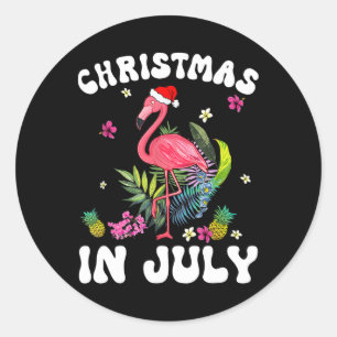 Weihnachten im Juli für Frauen Rosa Flamingo Rosa Runder Aufkleber