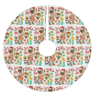 Weihnachten im Juli für Katzenliebhaber Polyester Weihnachtsbaumdecke
