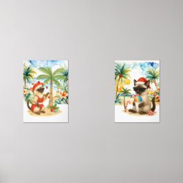 Weihnachten im Juli für siamische Katzenliebhaber Bilderwand Sets