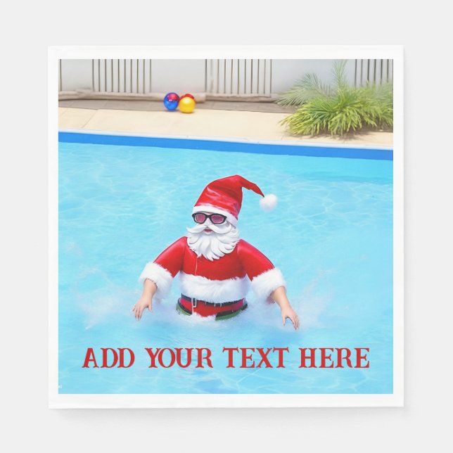 Weihnachten im Juli Geburtstag oder Sommer Pool Pa Serviette (Vorderseite)