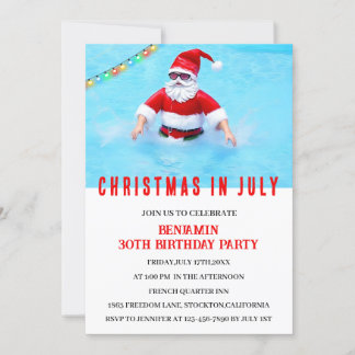 Weihnachten im Juli Geburtstag Pool Party Einladung
