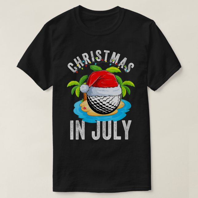 Weihnachten im Juli Golf Ball Weihnachtsmannmütze  T-Shirt (Design vorne)