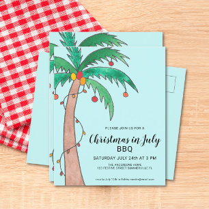 Weihnachten im Juli GRILLEN Palm Tree Einladungspostkarte