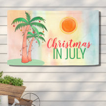 Weihnachten im Juli GRILLEN Party Palm Trees Banne