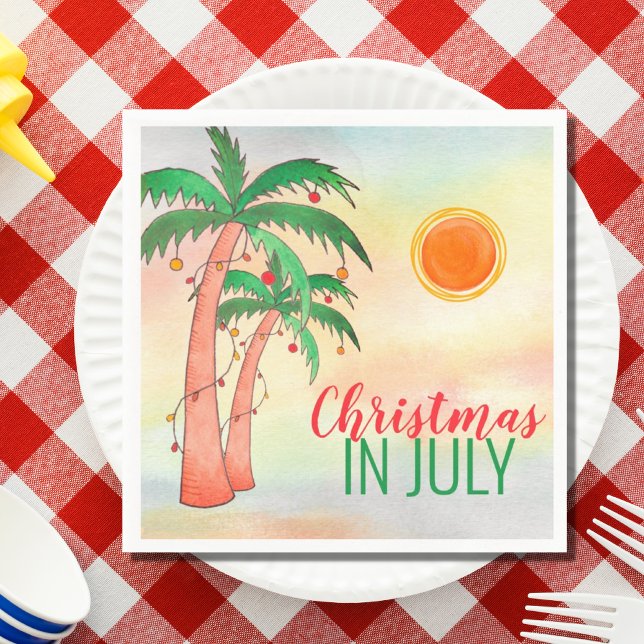 Weihnachten im Juli GRILLEN Party Palm Trees Napki Serviette (Von Creator hochgeladen)