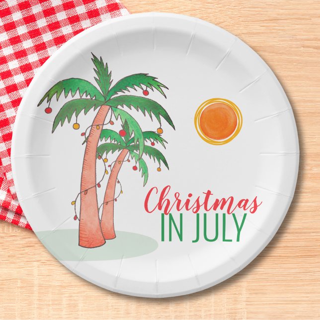 Weihnachten im Juli GRILLEN Party Palmen Bäume Pappteller (Von Creator hochgeladen)