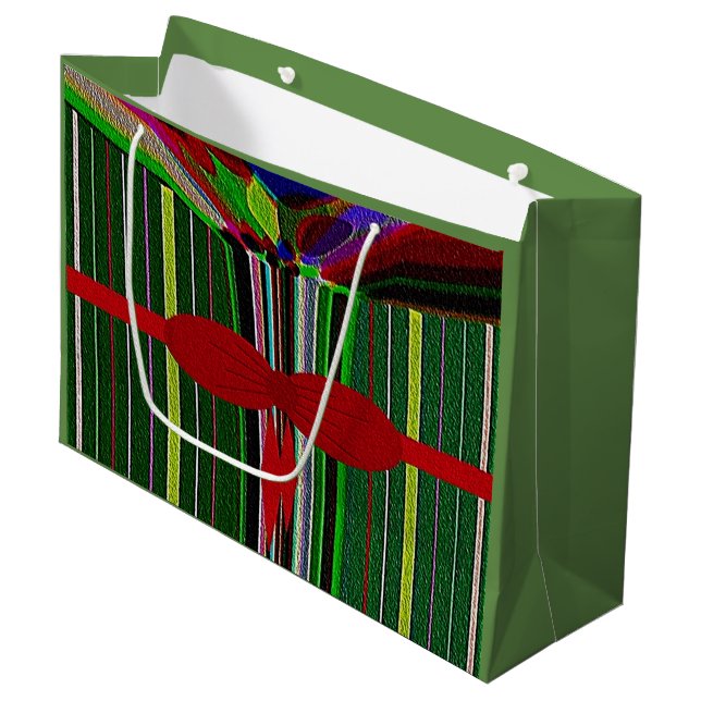 "Weihnachten im Juli" Große, glänzende Geschenktas Große Geschenktüte (Vorderseite Schrägansicht)