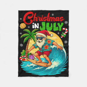 Weihnachten im Juli Hawaii Weihnachtsmann Surfen S Fleecedecke