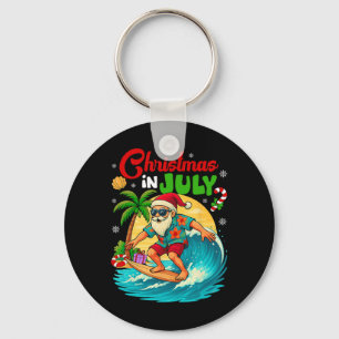 Weihnachten im Juli Hawaii Weihnachtsmann Surfen S Schlüsselanhänger