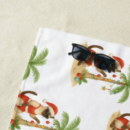 Weihnachten im Juli Hawaiianischer Roter Hibiskus Strandtuch