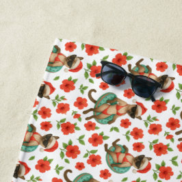Weihnachten im Juli Hawaiianischer Roter Hibiskus Strandtuch