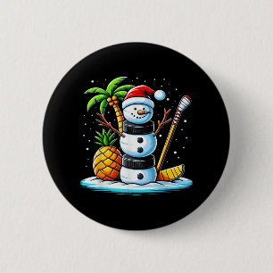 Weihnachten im Juli Hockey Snowman Funny Chri Button