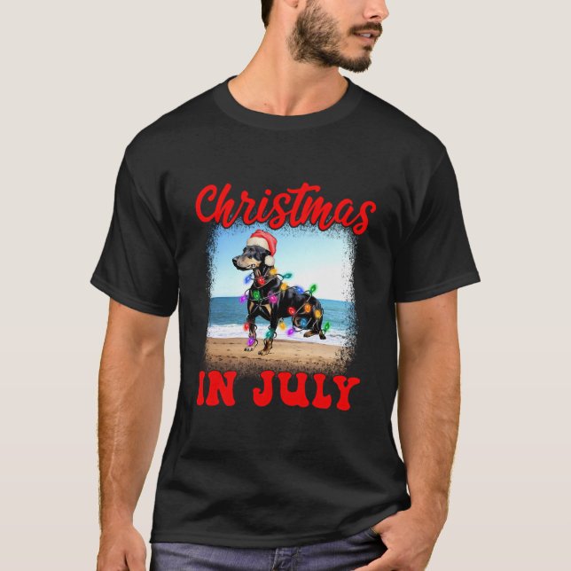 Weihnachten im Juli Hund Lover Xmas Funny Doberman T-Shirt (Vorderseite)