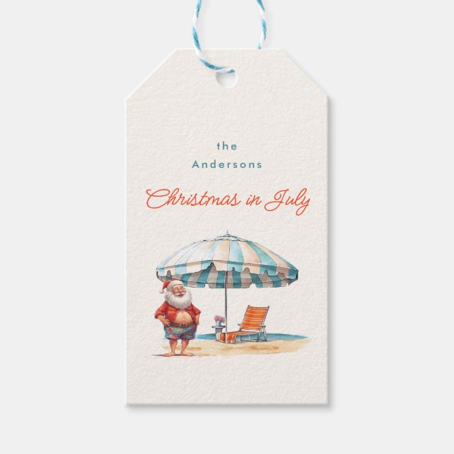 Weihnachten im Juli in Aquarell Geschenkanhänger (Vorderseite)