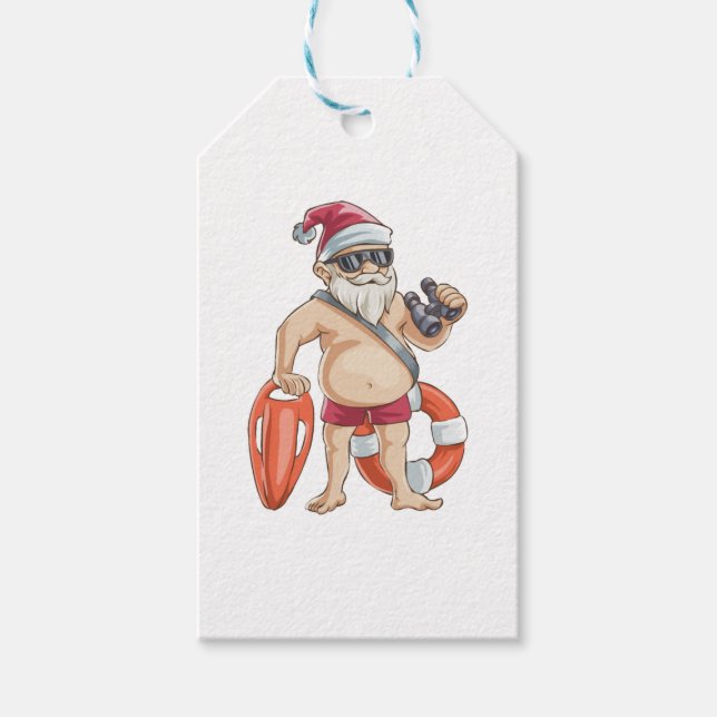 Weihnachten im Juli in Santa Lifeguard Geschenkanhänger (Vorderseite)