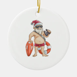 Weihnachten im Juli in Santa Lifeguard Keramik Ornament