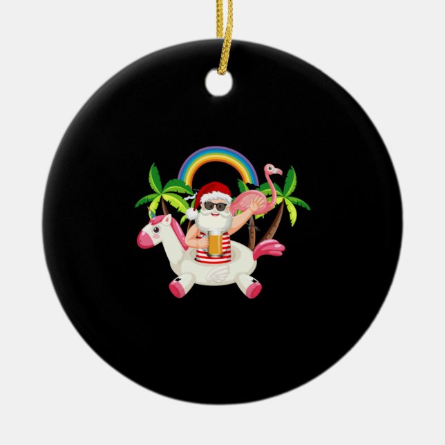 Weihnachten im Juli in Santa Lifeguard Keramik Ornament (Vorne)