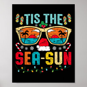 Weihnachten im Juli ist die Meersonne Santa Beach Poster