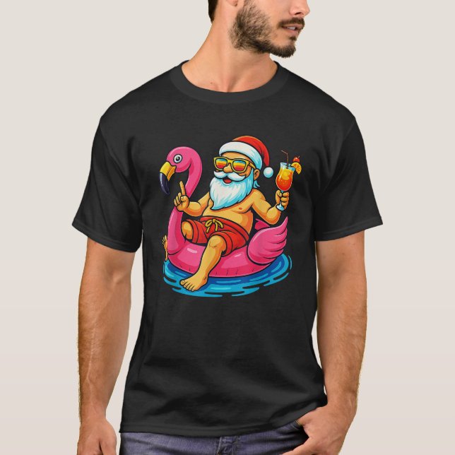 Weihnachten im Juli Jungs Kinder Santa Flamingo So T-Shirt (Vorderseite)
