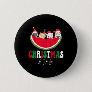Weihnachten im Juli Katzenliebhaber Santa Hut Somm Button