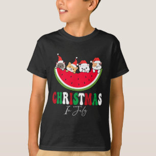 Weihnachten im Juli Katzenliebhaber Santa Hut Somm T-Shirt