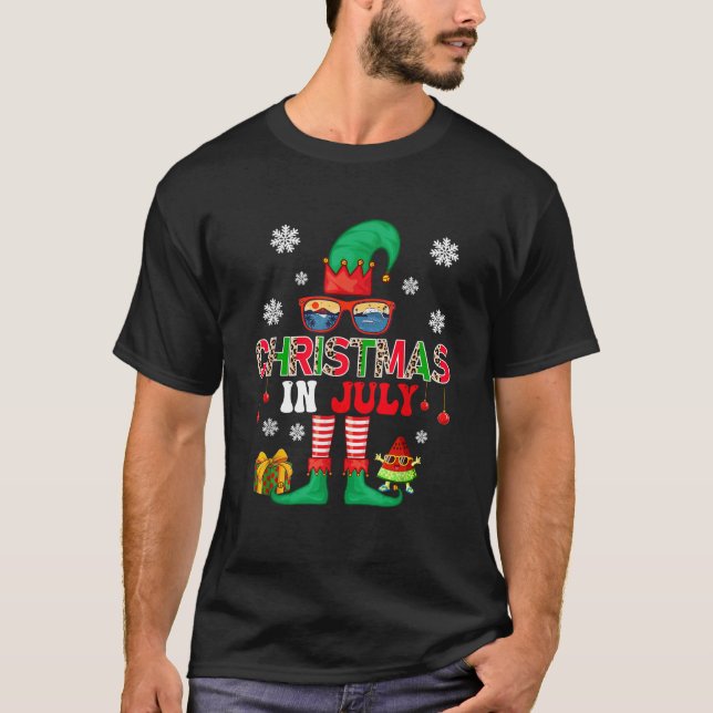 Weihnachten im Juli Kostüm Elf Sonnenbrille Beach  T-Shirt (Vorderseite)