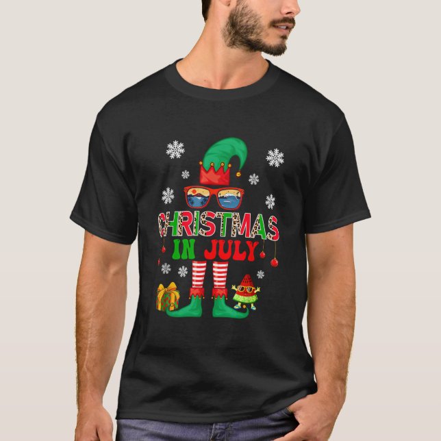 Weihnachten im Juli Kostüm Elf Sonnenbrille Beach  T-Shirt (Vorderseite)