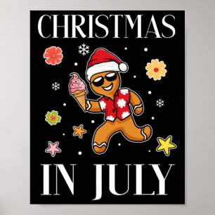 Weihnachten im Juli Lebkuchenmann Eiscreme Sommer Poster