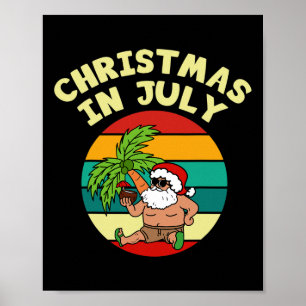 Weihnachten im Juli Lustige Vintage-Trinkparty Wei Poster