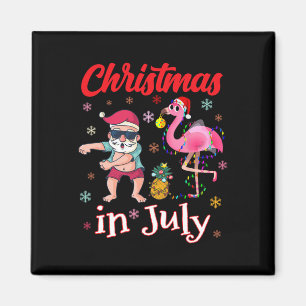 Weihnachten im Juli Lustiger Rosa Flamingo Sommeru Magnet
