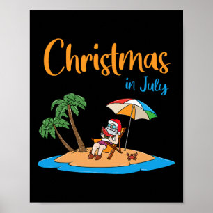 Weihnachten im Juli Lustiger Santa isst Wassermelo Poster