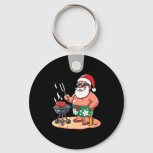 Weihnachten im Juli lustiger Santa Santa grillt BB Schlüsselanhänger